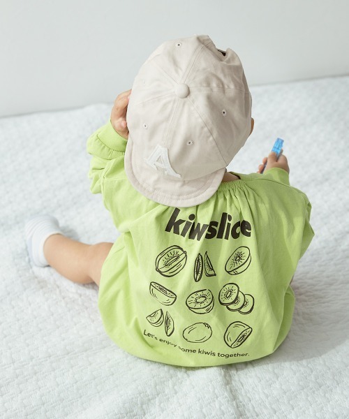 devirock（デビロック）の「綿100％ デビラボ プリント ゆったり 長袖 ロンパース（ロンパース・キッズ・ブルー系1/イエロー系1/グレー系1/パープル系1/グリーン系2/グリーン系1/ブルー系2/ホワイト系1・70cm/80ｃｍ）」の12枚目の写真