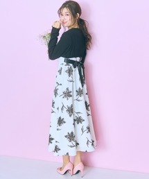 ＜大きいサイズ＞ ドッキング花柄ワンピース marun