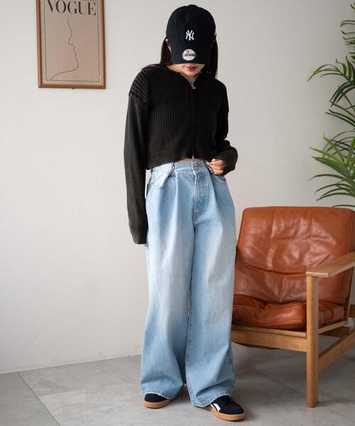 WEGO（ウィゴー）の「WEGO/ウエストフックデニムワイドパンツ（デニムパンツ・レディース・ライトインディゴブルー/スミクロ・SMALL/MEDIUM）」の15枚目の写真