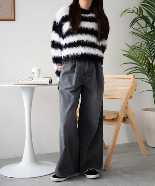 WEGO（ウィゴー）の「WEGO/ウエストフックデニムワイドパンツ（デニムパンツ・レディース・ライトインディゴブルー/スミクロ・SMALL/MEDIUM）」の14枚目の写真