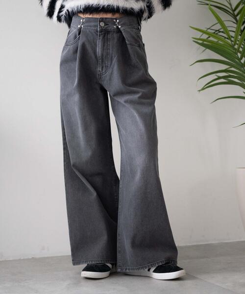 WEGO（ウィゴー）の「WEGO/ウエストフックデニムワイドパンツ（デニムパンツ・レディース・ライトインディゴブルー/スミクロ・SMALL/MEDIUM）」の18枚目の写真