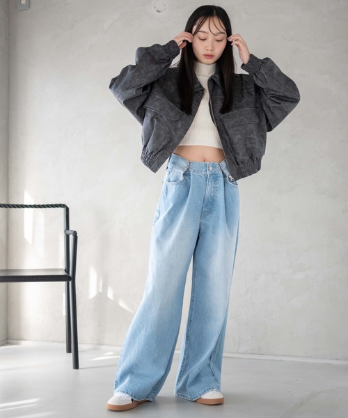 WEGO（ウィゴー）の「WEGO/ウエストフックデニムワイドパンツ（デニムパンツ・レディース・ライトインディゴブルー/スミクロ・SMALL/MEDIUM）」の8枚目の写真