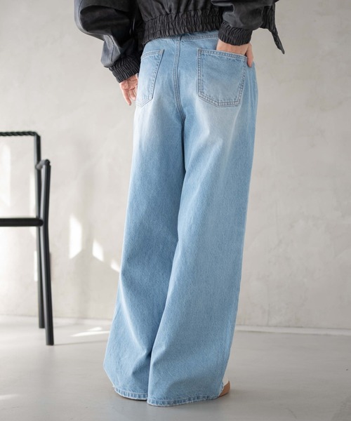 WEGO（ウィゴー）の「WEGO/ウエストフックデニムワイドパンツ（デニムパンツ・レディース・ライトインディゴブルー/スミクロ・SMALL/MEDIUM）」の10枚目の写真