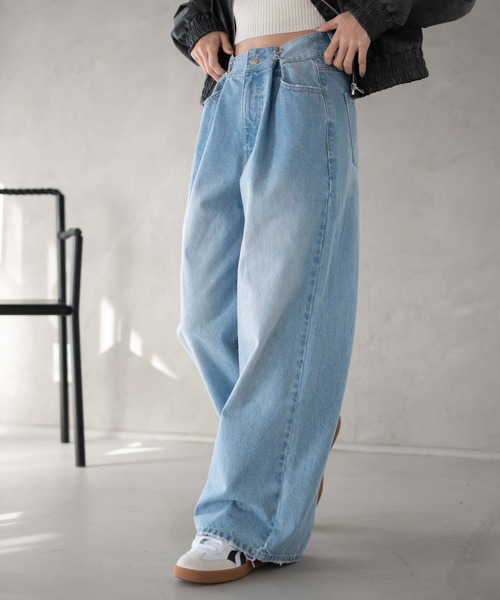 WEGO（ウィゴー）の「WEGO/ウエストフックデニムワイドパンツ（デニムパンツ・レディース・ライトインディゴブルー/スミクロ・SMALL/MEDIUM）」の12枚目の写真