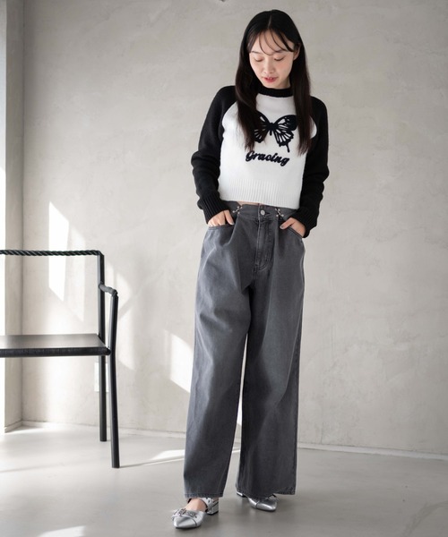 WEGO（ウィゴー）の「WEGO/ウエストフックデニムワイドパンツ（デニムパンツ・レディース・ライトインディゴブルー/スミクロ・SMALL/MEDIUM）」の7枚目の写真