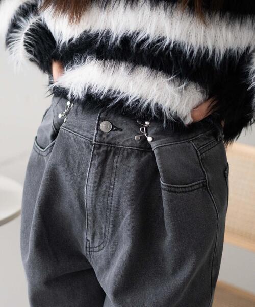 WEGO（ウィゴー）の「WEGO/ウエストフックデニムワイドパンツ（デニムパンツ・レディース・ライトインディゴブルー/スミクロ・SMALL/MEDIUM）」の4枚目の写真