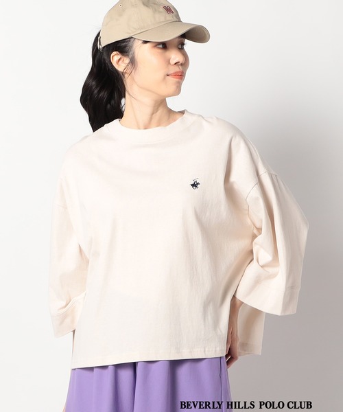 Grand PARK（グランドパーク）の「【BEVERLY HILLS POLO CLUB 】グランドパーク別注　ワイドスリーブＴシャツ（Tシャツ/カットソー・レディース・サックスブルー/ナチュラル/ホワイト/ホワイト系/グレー/スミクロ・FREE）」の5枚目の写真