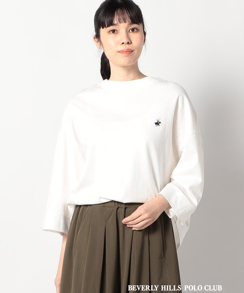 Grand PARK（グランドパーク）の「【BEVERLY HILLS POLO CLUB 】グランドパーク別注　ワイドスリーブＴシャツ（Tシャツ/カットソー・レディース・サックスブルー/ナチュラル/ホワイト/ホワイト系/グレー/スミクロ・FREE）」の2枚目の写真