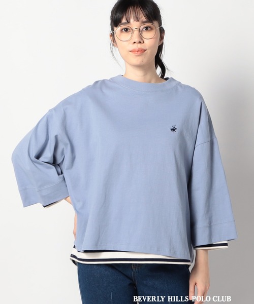 Grand PARK（グランドパーク）の「【BEVERLY HILLS POLO CLUB 】グランドパーク別注　ワイドスリーブＴシャツ（Tシャツ/カットソー・レディース・サックスブルー/ナチュラル/ホワイト/ホワイト系/グレー/スミクロ・FREE）」の6枚目の写真