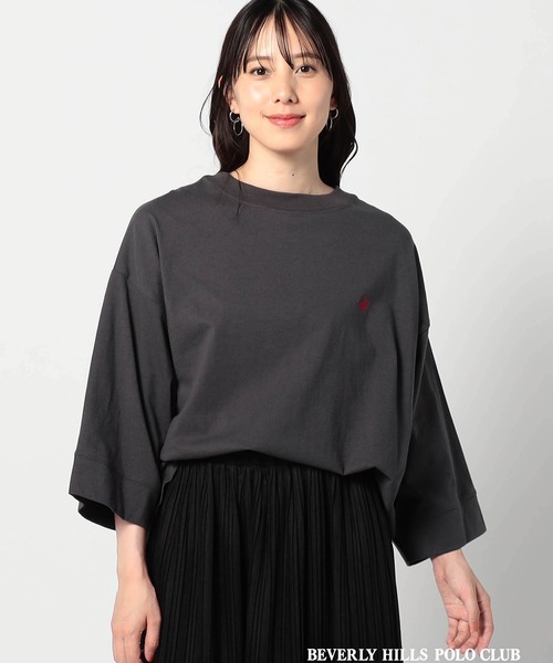 Grand PARK（グランドパーク）の「【BEVERLY HILLS POLO CLUB 】グランドパーク別注　ワイドスリーブＴシャツ（Tシャツ/カットソー・レディース・サックスブルー/ナチュラル/ホワイト/ホワイト系/グレー/スミクロ・FREE）」の4枚目の写真