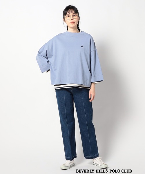 Grand PARK（グランドパーク）の「【BEVERLY HILLS POLO CLUB 】グランドパーク別注　ワイドスリーブＴシャツ（Tシャツ/カットソー・レディース・サックスブルー/ナチュラル/ホワイト/ホワイト系/グレー/スミクロ・FREE）」の9枚目の写真