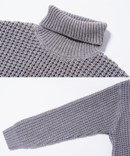 jiggys shop(ジギーズショップ)の「ビッグワッフル編みタートルネックニットセーター(ニット/セーター・メンズ・グレー/ブラック/キャメル/オレンジ・MEDIUM/LARGE/X-LARGE)」の9枚目の写真