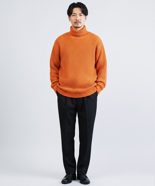 jiggys shop(ジギーズショップ)の「ビッグワッフル編みタートルネックニットセーター(ニット/セーター・メンズ・グレー/ブラック/キャメル/オレンジ・MEDIUM/LARGE/X-LARGE)」の19枚目の写真