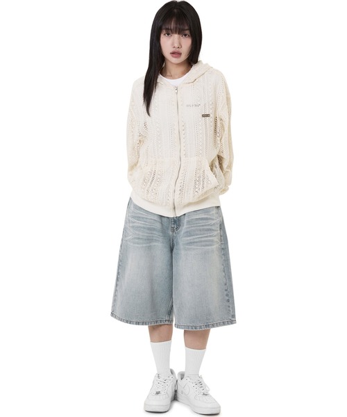 OY(オーワイ)の「『OY/オーワイ』 WIDE BERMUDA DENIM SHORTS/ワイドバミューダデニムショーツ(デニムパンツ・レディース・ブラック/ライトブルー/ブルー・S/M/L)」の12枚目の写真