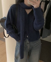 ストール付きVネックカーディガン2点セット