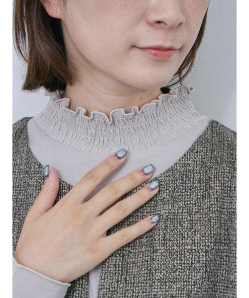 Samansa Mos2 blue（サマンサモスモスブルー）の「シャーリング衿プルオーバー（Tシャツ/カットソー・レディース・グレー/オフホワイト/ブラック・F）」の13枚目の写真