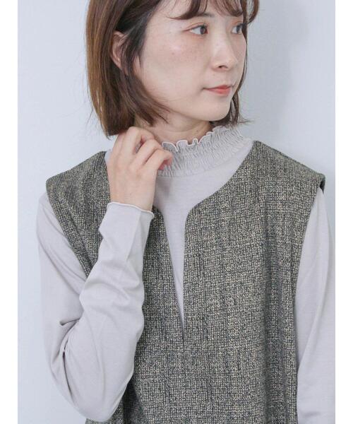 Samansa Mos2 blue（サマンサモスモスブルー）の「シャーリング衿プルオーバー（Tシャツ/カットソー・レディース・グレー/オフホワイト/ブラック・F）」の16枚目の写真