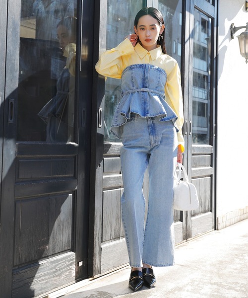 VIS（ビス）の「【洗える】フロントポケットハイウエストフレアデニム（デニムパンツ・レディース・ブルー/サックスブルー・M/S）」の4枚目の写真