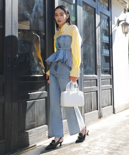 VIS（ビス）の「【洗える】フロントポケットハイウエストフレアデニム（デニムパンツ・レディース・ブルー/サックスブルー・M/S）」の5枚目の写真