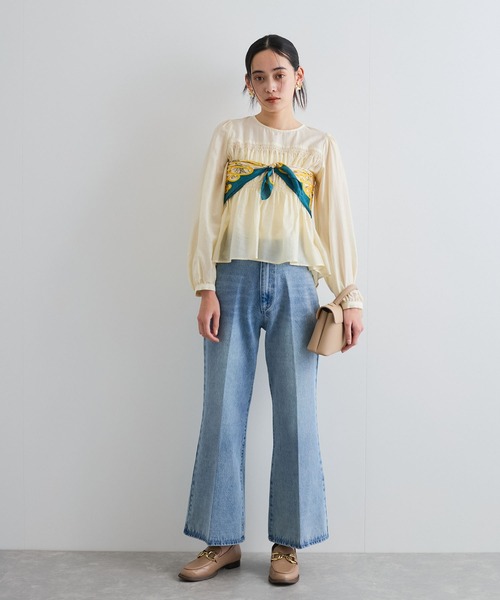 VIS（ビス）の「【洗える】フロントポケットハイウエストフレアデニム（デニムパンツ・レディース・ブルー/サックスブルー・M/S）」の9枚目の写真