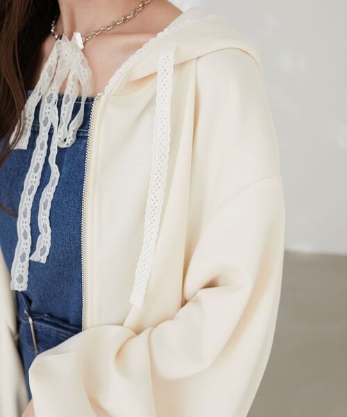 MAJESTIC LEGON(マジェスティックレゴン)の「フードレースジップパーカー(パーカー・レディース・グレー/ブラック/アイボリー・MEDIUM)」の10枚目の写真