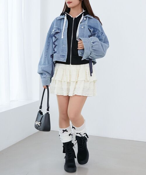 MAJESTIC LEGON(マジェスティックレゴン)の「フードレースジップパーカー(パーカー・レディース・グレー/ブラック/アイボリー・MEDIUM)」の18枚目の写真