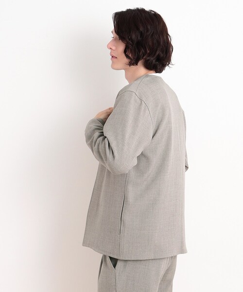 THE SHOP TK （ザ ショップ ティーケー ）の「【CAVIAN/キャビアン】リサイクルシャークスキンノーカラーカーディガン セットアップ可（カーディガン/ボレロ・メンズ・ブルーグリーン/チャコールグレー/ブルー系その他・02/04/03）」の6枚目の写真