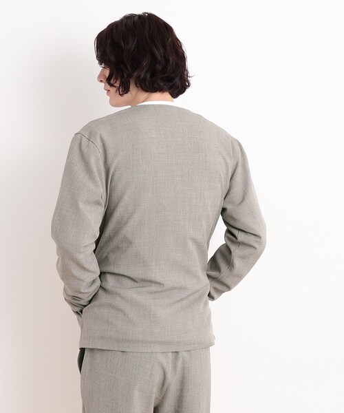 THE SHOP TK （ザ ショップ ティーケー ）の「【CAVIAN/キャビアン】リサイクルシャークスキンノーカラーカーディガン セットアップ可（カーディガン/ボレロ・メンズ・ブルーグリーン/チャコールグレー/ブルー系その他・02/04/03）」の7枚目の写真