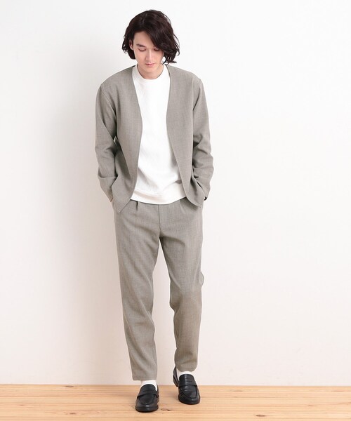 THE SHOP TK （ザ ショップ ティーケー ）の「【CAVIAN/キャビアン】リサイクルシャークスキンノーカラーカーディガン セットアップ可（カーディガン/ボレロ・メンズ・ブルーグリーン/チャコールグレー/ブルー系その他・02/04/03）」の8枚目の写真