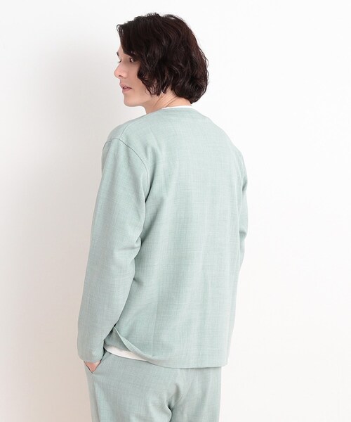 THE SHOP TK （ザ ショップ ティーケー ）の「【CAVIAN/キャビアン】リサイクルシャークスキンノーカラーカーディガン セットアップ可（カーディガン/ボレロ・メンズ・ブルーグリーン/チャコールグレー/ブルー系その他・02/04/03）」の11枚目の写真