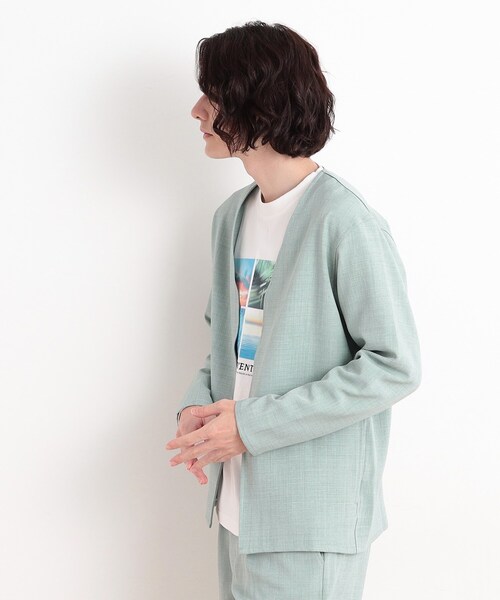 THE SHOP TK （ザ ショップ ティーケー ）の「【CAVIAN/キャビアン】リサイクルシャークスキンノーカラーカーディガン セットアップ可（カーディガン/ボレロ・メンズ・ブルーグリーン/チャコールグレー/ブルー系その他・02/04/03）」の12枚目の写真