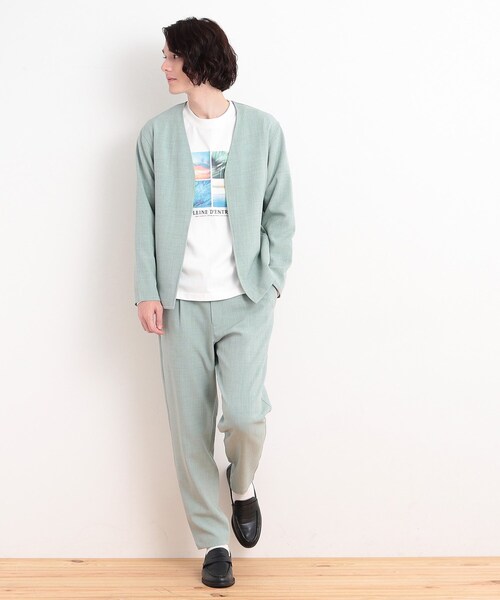 THE SHOP TK （ザ ショップ ティーケー ）の「【CAVIAN/キャビアン】リサイクルシャークスキンノーカラーカーディガン セットアップ可（カーディガン/ボレロ・メンズ・ブルーグリーン/チャコールグレー/ブルー系その他・02/04/03）」の13枚目の写真