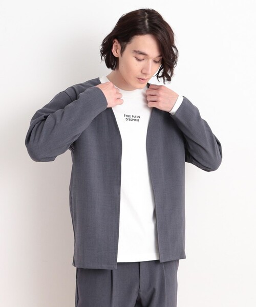 THE SHOP TK （ザ ショップ ティーケー ）の「【CAVIAN/キャビアン】リサイクルシャークスキンノーカラーカーディガン セットアップ可（カーディガン/ボレロ・メンズ・ブルーグリーン/チャコールグレー/ブルー系その他・02/04/03）」の15枚目の写真