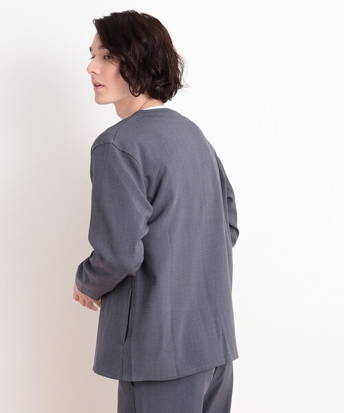 THE SHOP TK （ザ ショップ ティーケー ）の「【CAVIAN/キャビアン】リサイクルシャークスキンノーカラーカーディガン セットアップ可（カーディガン/ボレロ・メンズ・ブルーグリーン/チャコールグレー/ブルー系その他・02/04/03）」の16枚目の写真