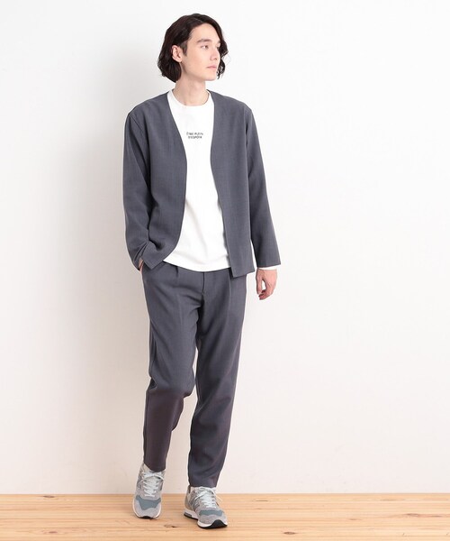 THE SHOP TK （ザ ショップ ティーケー ）の「【CAVIAN/キャビアン】リサイクルシャークスキンノーカラーカーディガン セットアップ可（カーディガン/ボレロ・メンズ・ブルーグリーン/チャコールグレー/ブルー系その他・02/04/03）」の18枚目の写真