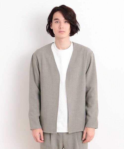 THE SHOP TK （ザ ショップ ティーケー ）の「【CAVIAN/キャビアン】リサイクルシャークスキンノーカラーカーディガン セットアップ可（カーディガン/ボレロ・メンズ・ブルーグリーン/チャコールグレー/ブルー系その他・02/04/03）」の20枚目の写真