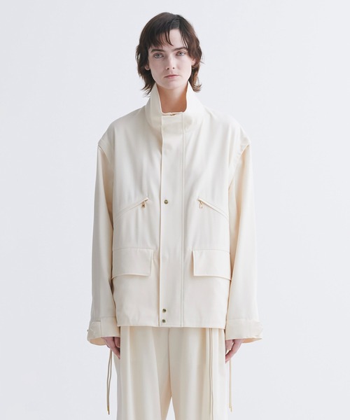 Wool Gaberdine Removable Sleeves Drawstring Short Coat（モッズ