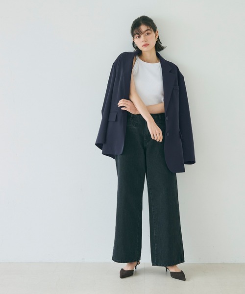coca(coca)(コカ)の「オーバーサイズ ワイドスリーブジャケット(テーラードジャケット・レディース・ネイビー/ブラック・M/L)」の7枚目の写真