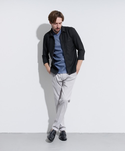 HIDEAWAYS NICOLE（ハイダウェイニコル）の「ブライトタックバイアス7分袖シャツ（シャツ/ブラウス・メンズ・ブラック×ホワイト/ネイビー×ホワイト/ホワイト×ブラック・LARGE/MEDIUM/X-LARGE）」の5枚目の写真