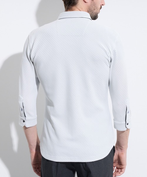 HIDEAWAYS NICOLE（ハイダウェイニコル）の「ブライトタックバイアス7分袖シャツ（シャツ/ブラウス・メンズ・ブラック×ホワイト/ネイビー×ホワイト/ホワイト×ブラック・LARGE/MEDIUM/X-LARGE）」の9枚目の写真