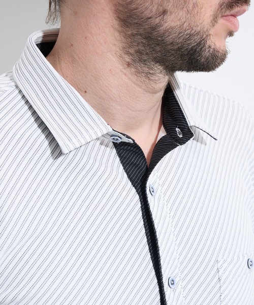 HIDEAWAYS NICOLE（ハイダウェイニコル）の「ブライトタックバイアス7分袖シャツ（シャツ/ブラウス・メンズ・ブラック×ホワイト/ネイビー×ホワイト/ホワイト×ブラック・LARGE/MEDIUM/X-LARGE）」の10枚目の写真