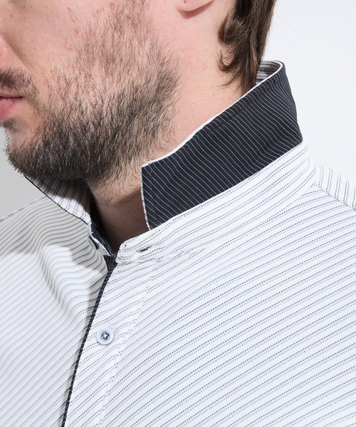 HIDEAWAYS NICOLE（ハイダウェイニコル）の「ブライトタックバイアス7分袖シャツ（シャツ/ブラウス・メンズ・ブラック×ホワイト/ネイビー×ホワイト/ホワイト×ブラック・LARGE/MEDIUM/X-LARGE）」の11枚目の写真