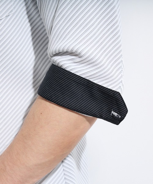 HIDEAWAYS NICOLE（ハイダウェイニコル）の「ブライトタックバイアス7分袖シャツ（シャツ/ブラウス・メンズ・ブラック×ホワイト/ネイビー×ホワイト/ホワイト×ブラック・LARGE/MEDIUM/X-LARGE）」の14枚目の写真