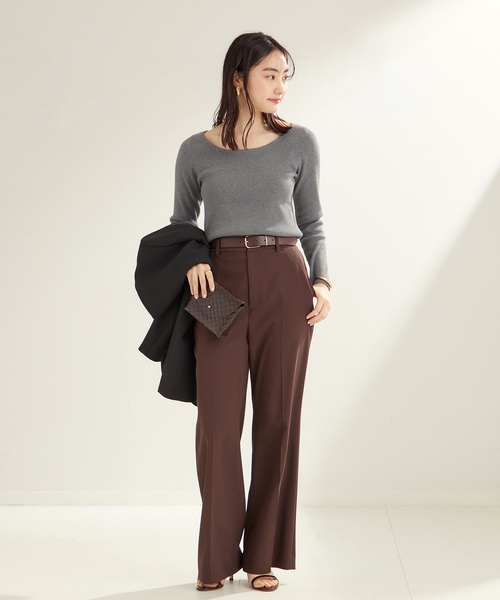 plage(プラージュ)の「Round Neck Rib ニット(ニット/セーター・レディース・チャコールグレー/ピンク系その他・FREE)」の3枚目の写真