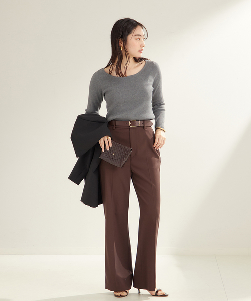 plage(プラージュ)の「Round Neck Rib ニット(ニット/セーター・レディース・チャコールグレー/ピンク系その他・FREE)」の5枚目の写真