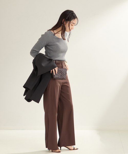 plage(プラージュ)の「Round Neck Rib ニット(ニット/セーター・レディース・チャコールグレー/ピンク系その他・FREE)」の7枚目の写真