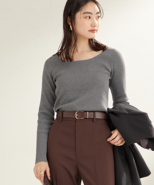 plage(プラージュ)の「Round Neck Rib ニット(ニット/セーター・レディース・チャコールグレー/ピンク系その他・FREE)」の12枚目の写真