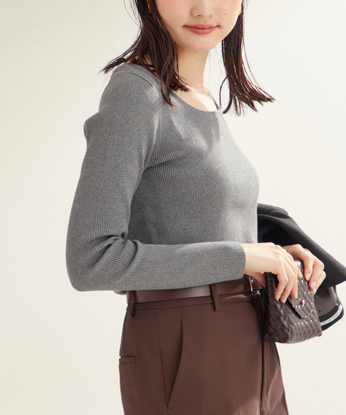 plage(プラージュ)の「Round Neck Rib ニット(ニット/セーター・レディース・チャコールグレー/ピンク系その他・FREE)」の14枚目の写真