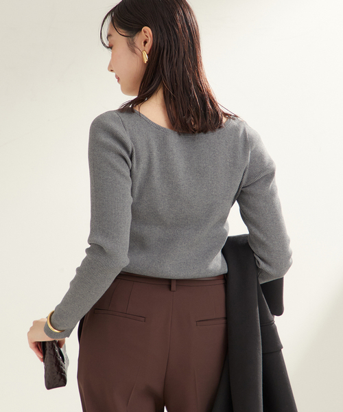 plage(プラージュ)の「Round Neck Rib ニット(ニット/セーター・レディース・チャコールグレー/ピンク系その他・FREE)」の15枚目の写真