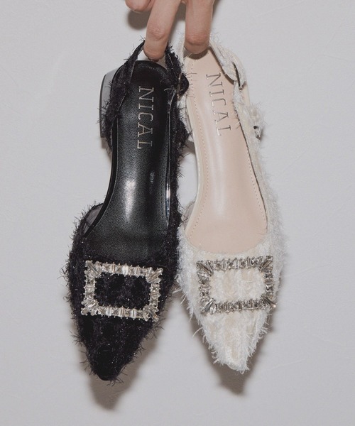 NICAL（ニカル）の「【NICAL】ビジュー付きバックストラップパンプス/554502（パンプス・レディース・ブラック系その他/アイボリー/ブラック・X-LARGE/MEDIUM/SMALL/LARGE）」の2枚目の写真